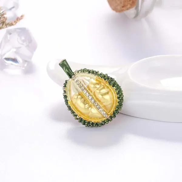 Broşlar Ziyafet Düğün Partisi Meyveleri Durian Emaye Alaşım Eşarp Rhinestone Corsage Mücevher Aksesuarları Pin