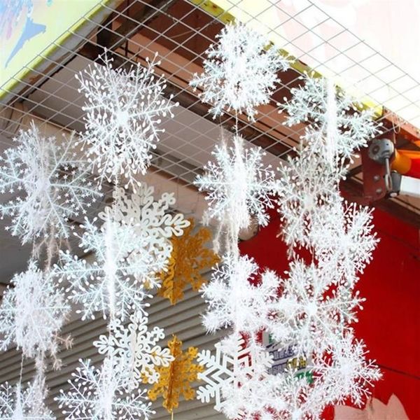 Decorações de Natal 30/60 / 90pcs enfeites de árvore de neve branca artificial para casa ano navidad noel decoração de festa2686