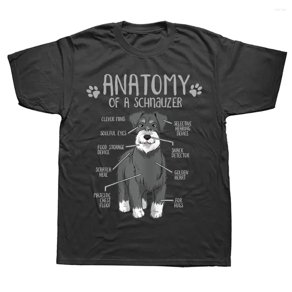 T-shirt da uomo Divertente Anatomia Schnauzer in miniatura Amante del cane Grafica carina Cotone Streetwear Manica corta Regali di compleanno T-shirt estiva