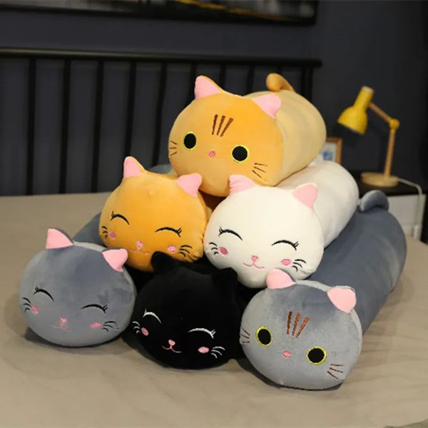 25-100 cm gigante carino morbido gatto peluche cuscino per dormire cuscino kawaii bianco nero marrone gatto morbido peluche giocattoli per bambini regalo per bambini 240118