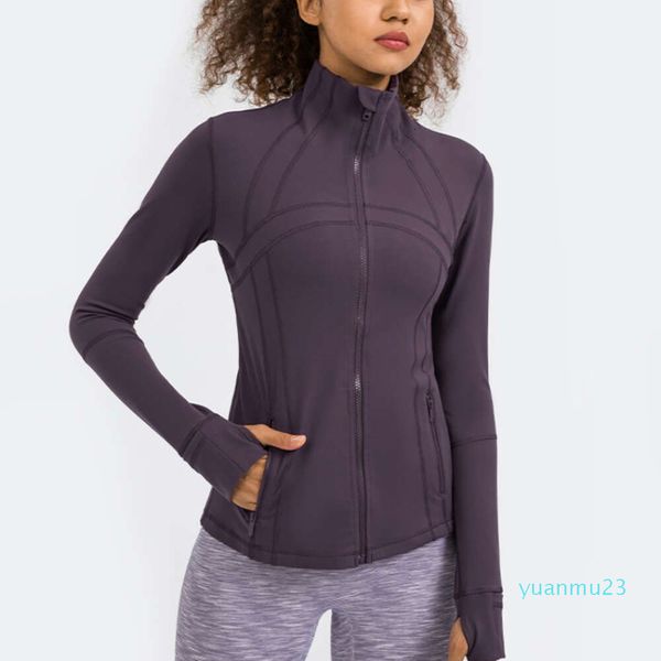 Lu Lemen Hoodies yoga ceket kadın tişört spor salonu spor ceketleri uzun kol egzersizleri elastik ritsleting rampa tanımı ile