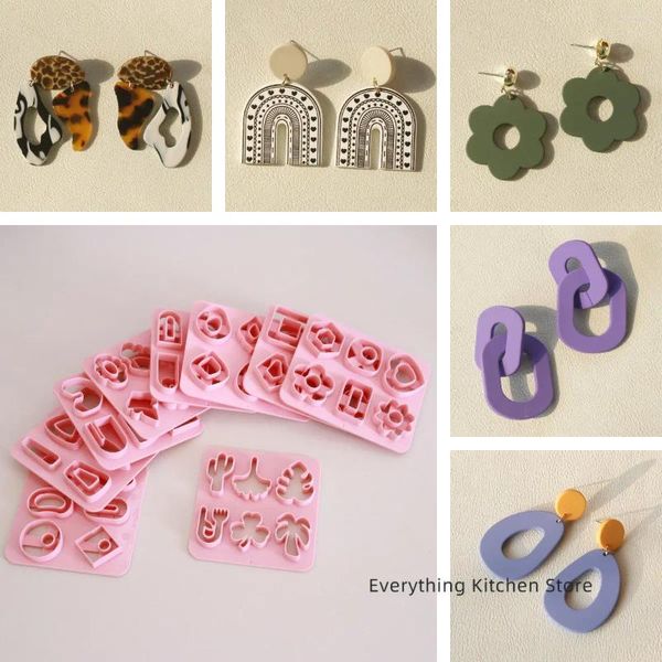 Handwerkswerkzeuge 6Typ/Set Mini Blatt Blume Geometrie Muster Polymer Clay Cutter 3D-Druck 0,4 mm Ausschnitt DIY weiche Keramik Ohrring Form Werkzeug