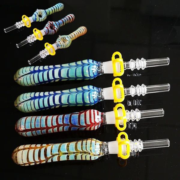 10mm Joint Mini Glas Bong Rauchen Handpfeifen Borosilikat Nector Collector mit Titan Quarz Keramik Nagel Ölbrenner Dab Rigs Kleine Wasserpfeife NC Kits