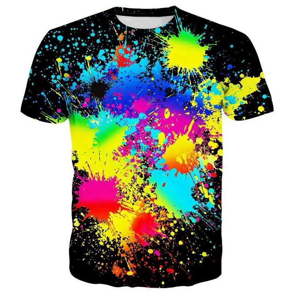 Homens camisetas Moda Colorido Tie Dye Graffiti 3D Impressão T-shirt Verão Homens Mulher Camisetas Streetwear Harajuku Tees Tops Unissex Crianças Roupas