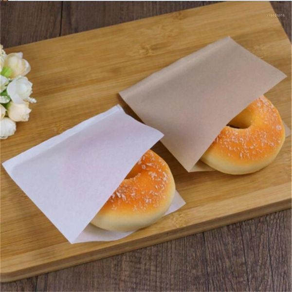 100 pz / pacco 12x12 cm Biscotti Ciambella Sacchetti di carta Pane antiolio Artigianale Panificio Imballaggio Kraft Sandwich Ciambella Borsa Confezione regalo 250 m