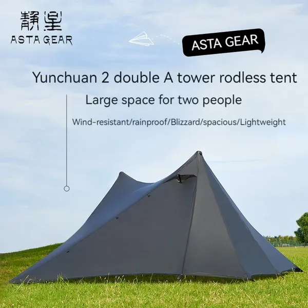 Çadırlar ve barınaklar asta dişli yun chuan çift taraflı silikon kaplı çift bir piramit 15d naylon çubuksuz kamp yürüyüş açık çadır
