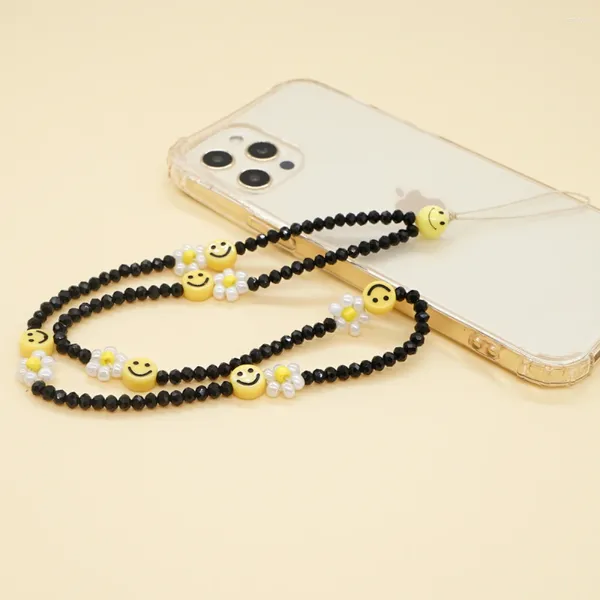 Link pulseiras go2boho telefone jóias celular corrente de cristal frisado cinta móvel correntes anti-perdido cordão transparente contas