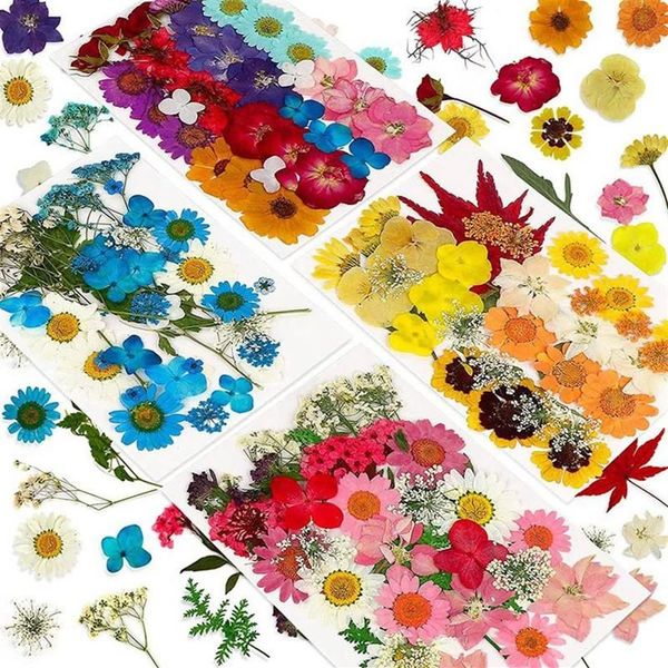 Ghirlande di fiori decorativi 144 pezzi pressati naturali essiccati per resina fiore secco erbe sfuse kit candela resina epossidica fai da te arte artigianato208H