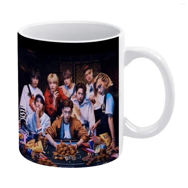 Tazze Stray Kids ALL IN Poster Tazza bianca da caffè Tazze da tè in ceramica per la casa da 330 ml e regalo da viaggio per gli amici Kpop