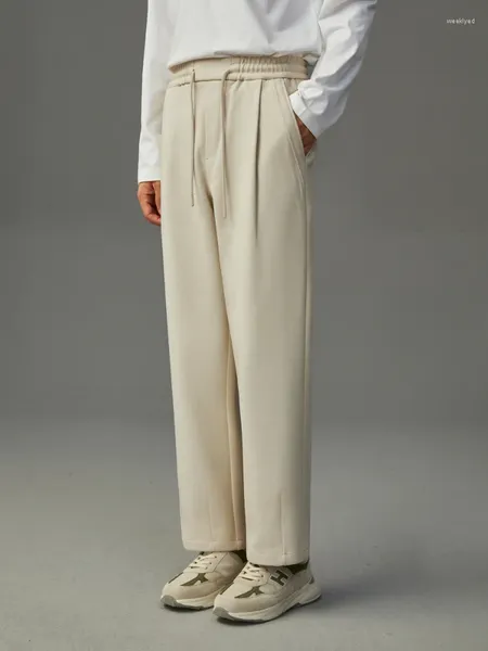 Женские брюки Брюки Мужские однотонные утолщенные теплые эластичные пояса Повседневные свободные прямые простые модные универсальные для четырех сезонов универсальные