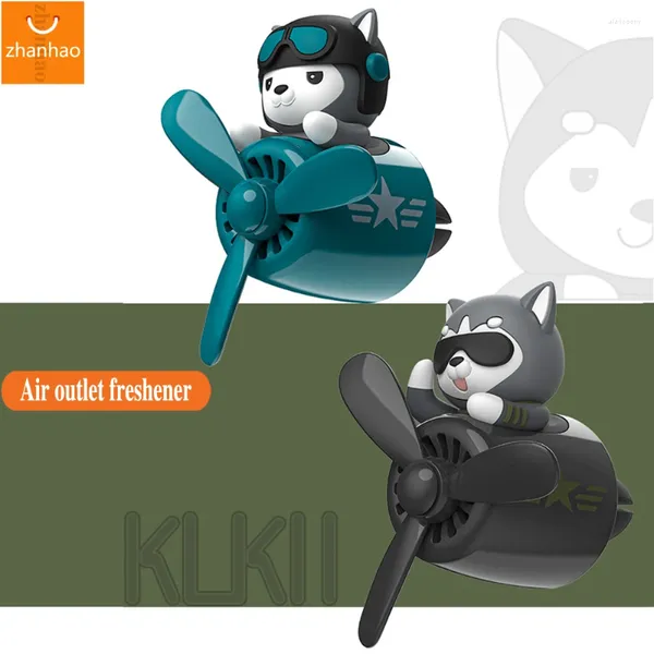 Husky urso piloto carro purificador de ar saída hélice rotativa auto acessórios interiores feminino perfume aromatizante difusor