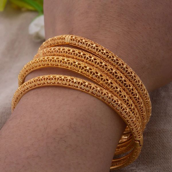 Armreifen Dubai Luxus 24K Gold Farbe Armreifen für Frauen Indische Braut Äthiopien Armreifen Armbänder Afrikanische Indische Hochzeit Schmuck Frau Geschenk