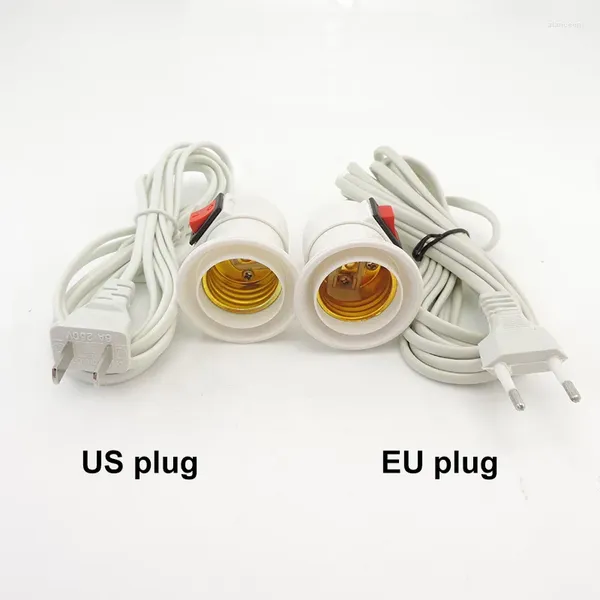 Suportes de lâmpada 2.5m AC Cabo de alimentação Cabo E27 Bases de lâmpada LED Suporte de soquete UE EUA Plug Switch Extensão de fio para pingente Hanglamp