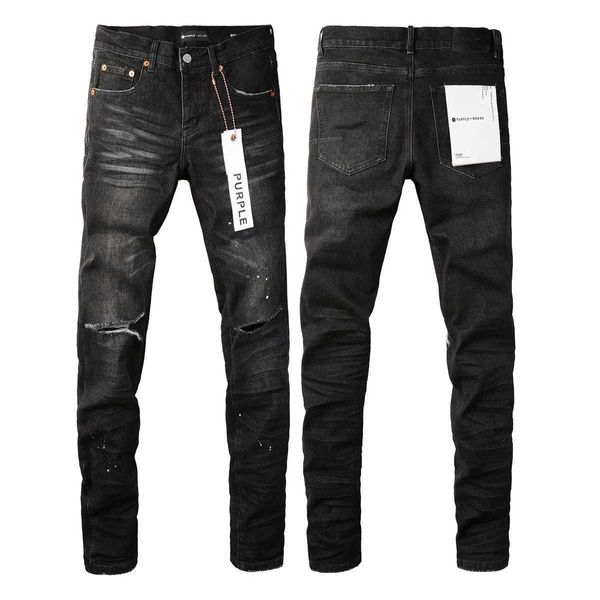 Lila Marke Jeans American High Street Schwarz Farbe Dot Messer Cut Löcher 9035 2024 Neue Mode Trend Qualität