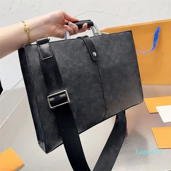 Klassische Lederhandtasche Business Herren Laptoptasche Designer Herren Schulter Aktentasche Handtasche Messenger Bag 3 Farbband Staubbeutel