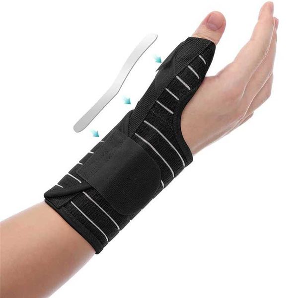 Suporte de pulso respirável suporte de polegar cinta para homens mulheres tala de metal ajustável cinta de polegar para tendinite entorses dor no túnel do carpo YQ240131