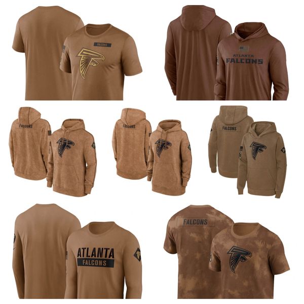 Hoodie Atlanta''Falcons''Men Mulheres Youth''Brown Salute To Service Club Pulôver Moletom Com Capuz