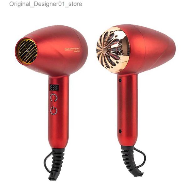 Secadores de cabelo 3000W Secador de cabelo profissional com display de temperatura LED Ventilador de eletricidade Ar quente e frio Secador de cabelo forte vento seco rapidamente Q240131