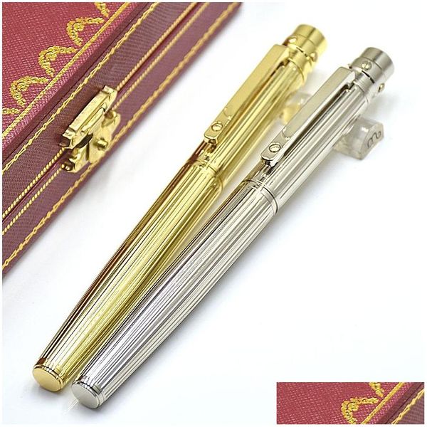 Canetas esferográficas atacado luxo santos série ct metal rollerball caneta sier preto dourado papelaria escritório schoo suprimentos escrita smo dho4j