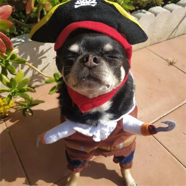 Hundebekleidung Lustige Halloween-Haustierkostüme Niedlicher Piratenanzug Cosplay-Kleidung für kleine mittelgroße Katzenfestivalparty Chihuahua-Mantel-Outfit