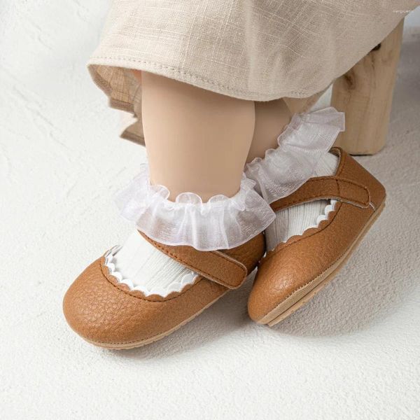 Primeiros caminhantes bebê andando sapatos primavera outono princesa anti deslizamento sola macia couro outono sneaker meninas