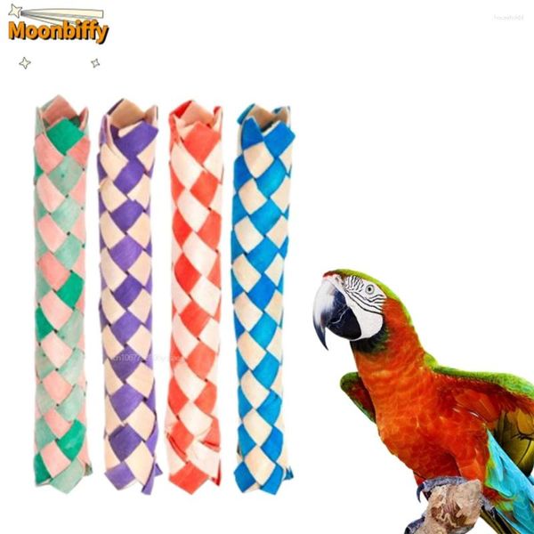 Outros suprimentos de pássaros 12/24 pcs papagaio mordendo brinquedos triturador brinquedo diy colorido corda trançada acessórios de mastigação pássaros periquito budgie