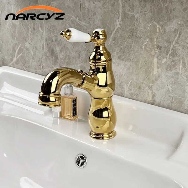 Rubinetti per lavabo da bagno Luce di lusso New Gold Rubinetto per lavabo Bagno Ottone Acqua calda e fredda estraibile Lavabo Mobile da bagno Rubinetto GY-1