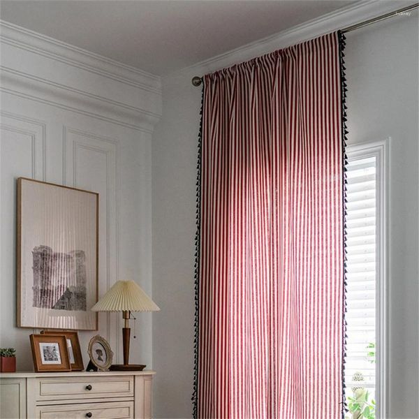Шторы современные красочные полосатые красно-белые тюлевые шторы для гостиной спальни прозрачные драпировки оконные занавески кухня
