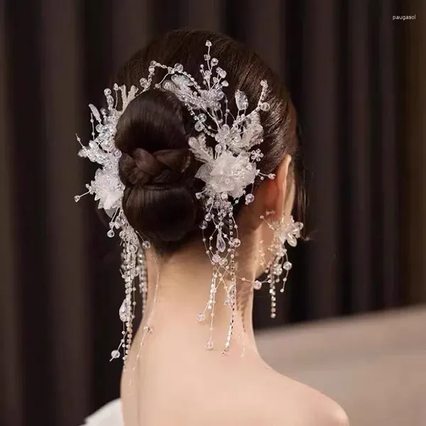 Заколки для волос, свадебные головные уборы, свадебный стиль, заколка из хрустальных бусин, корейская серия Grand Forest, аксессуары