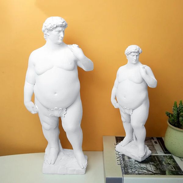 Criativo gordo david retrato escultura resina artesanato corpo humano estátua abstrata decoração para casa ornamentos de mesa jardim arte decoração 240123