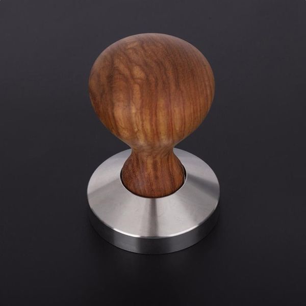 51 53 58mm Manico in palissandro Tamper per caffè Polvere per caffè espresso Pressa piatta Martello Tamper per caffè Macina smerigliatrice Espresso Barista Strumento T323b