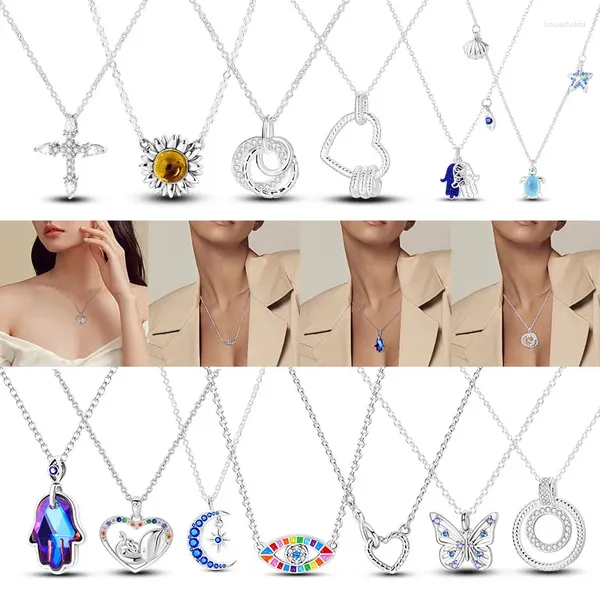 Ciondoli in argento sterling 925 con collegamento a forma di cuore, stella, girasole, farfalla, occhi diabolici, collana adatta a ciondoli originali, gioielleria raffinata, regalo fai da te per le donne