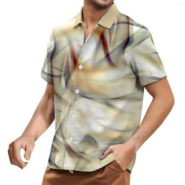 Camisas casuais masculinas camisa para homens manga curta tops verão havaiano férias tira impressão praia tamanho grande solto