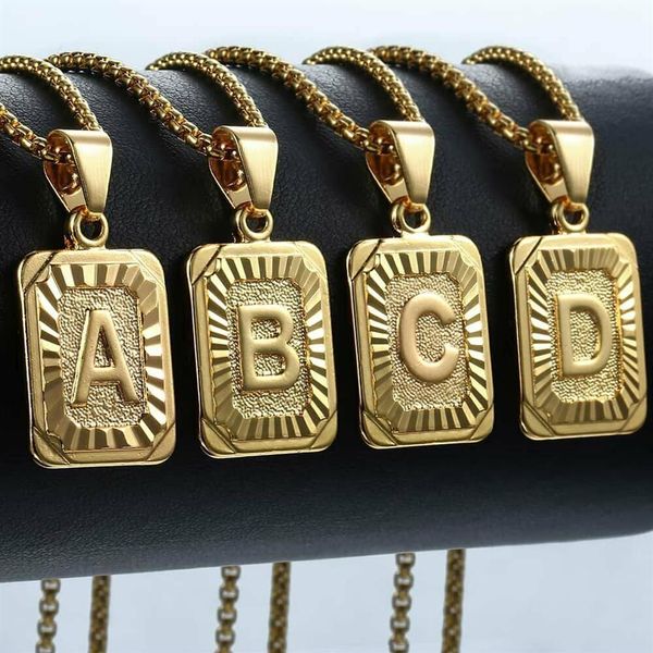 Collana con ciondolo con lettera iniziale, collana con nome in oro giallo, per donna, uomo, gioielli per amici, regali Drop251d