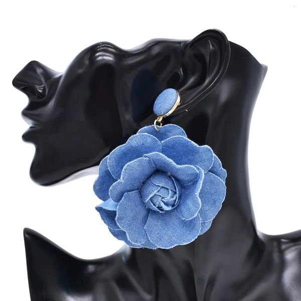 Ohrhänger Ldealway Store S Trendy Damen Blue Denim Flower Punk Style Fashion