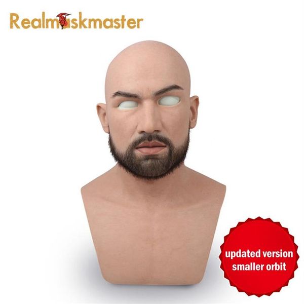 Realmaskmaster männliche Latex realistische Erwachsene Silikon Vollgesichtsmaske für Mann Cosplay Party Maske Fetisch echte Haut Y200103274w