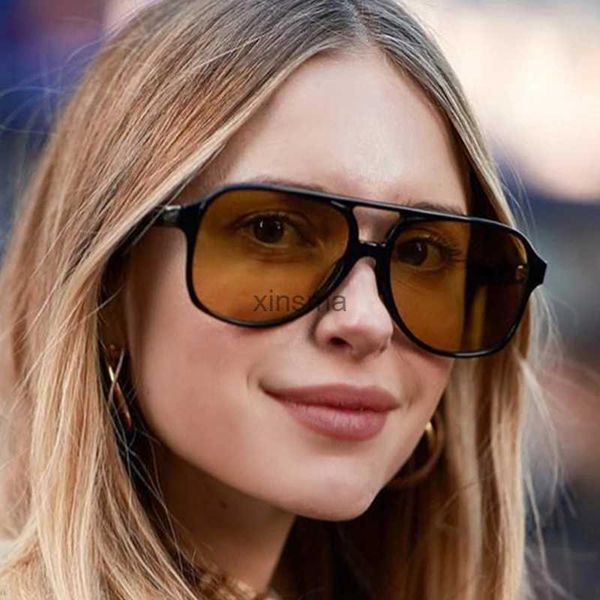 Sonnenbrille Vintage Übergroße Sonnenbrille Frauen Marke Designer Mode Gradient Sonnenbrille Schwarz Orange Großen Rahmen Retro Oculos De Sol YQ240131