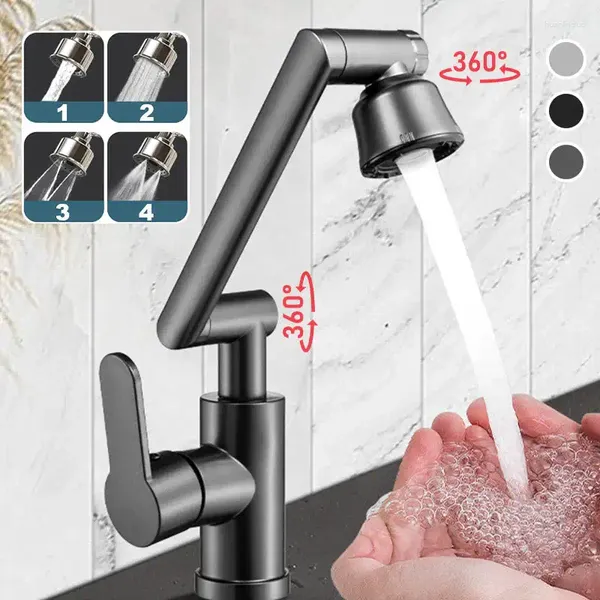 Torneiras de pia do banheiro Torneira universal braço mecânico 360 girando 4 engrenagens para lavatório cozinha doméstica e tubo de entrada de água fria