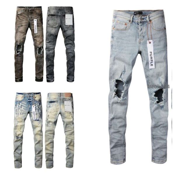 Дизайнерские фиолетовые джинсы, мужские джинсы длиной до колена, узкие прямые брюки, модные длинные прямые джинсы High Street, 29-40