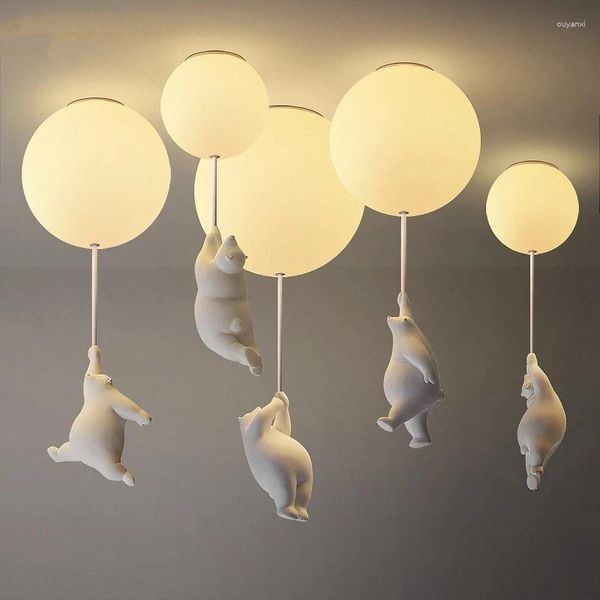 Kolye lambaları Modern Led Tavan Işıkları Sıcak Çizgi Çizgi Ayı Lamba Çocuklar İçin Yatak Odası Çocuk Odası Dekor Işık Armatürleri