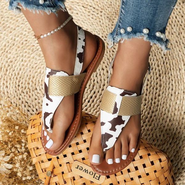 Sandali da donna Casual piatti estivi Moda Pantofole con stampa leopardata Scarpe da spiaggia all'aperto Infradito Donna moderna