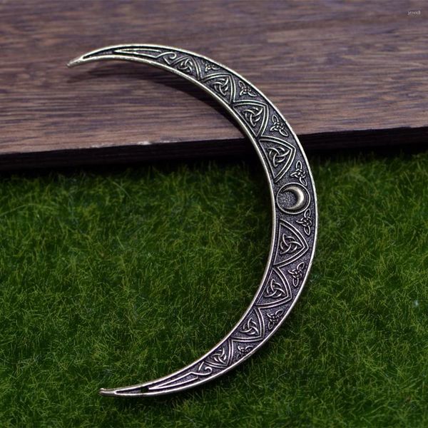 Grampos de cabelo LANGHONG Moon Crescent Hairpin para mulheres Varas Garfos Acessórios Viking