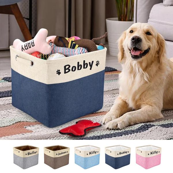 Abbigliamento per cani Cestino per giocattoli personalizzato Scatola pieghevole per animali domestici Nome con stampa gratuita Cestini per cani per giocattoli Vestiti Scarpe Accessori