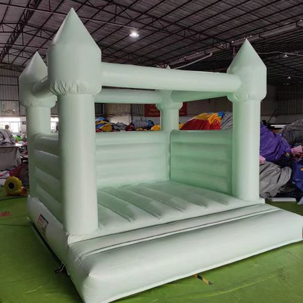 Atacado Comercial Macaron luz verde Bounce House Inflável Jumping Wedding Bouncy Castle branco Wedding Bouncer com ventilador navio de ar livre