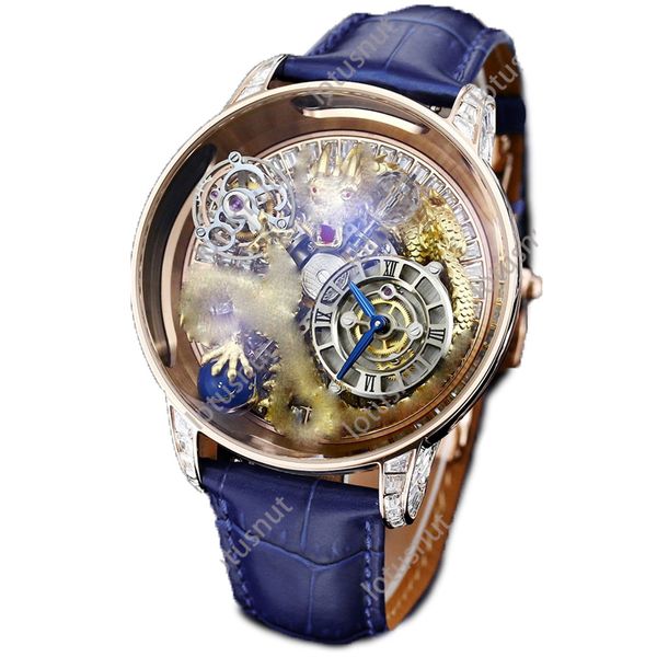 Orologi da polso Orologi V2 orologio da uomo di alta qualità (J-c) design modello drago Movimento tourbillon celeste a doppio asse Superficie in cristallo realizzato in acciaio duro