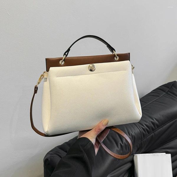 Borse da sera Borsa tote da donna in pelle color block di grande capacità Borsa a tracolla semplice e morbida da donna con trama di alta qualità