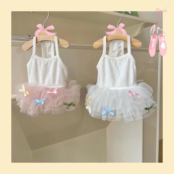 Abbigliamento per cani Ins Bow Ballerina Gonna Bretelle Primavera ed estate Pet Cat Girl Tutu carino Bichon maltese Piccolo vestito