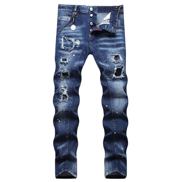 TR APSTAR DSQ Herrenjeans Hip Hop Rock Moto DSQ COOLGUY JEANS Design Ripped Denim Biker DSQ Jeans für Herren 1077 Farbe Blau