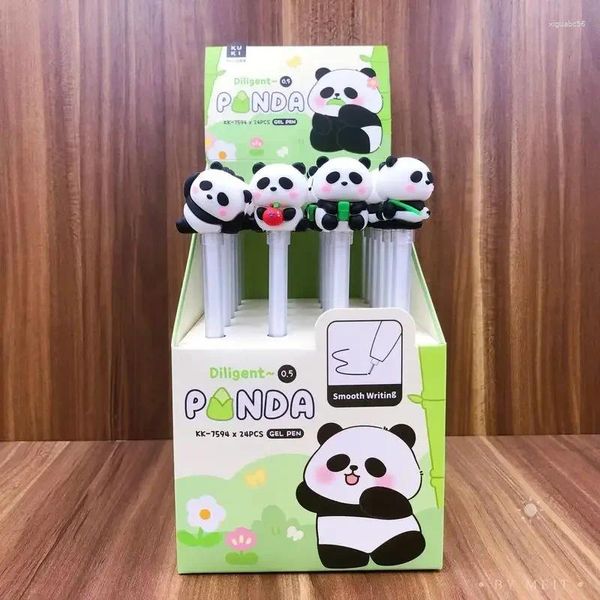 Penna gel Kawaii Panda 12/24 pezzi strumenti di scrittura per studenti creativi in silicone regalo di cancelleria per ufficio scolastico all'ingrosso