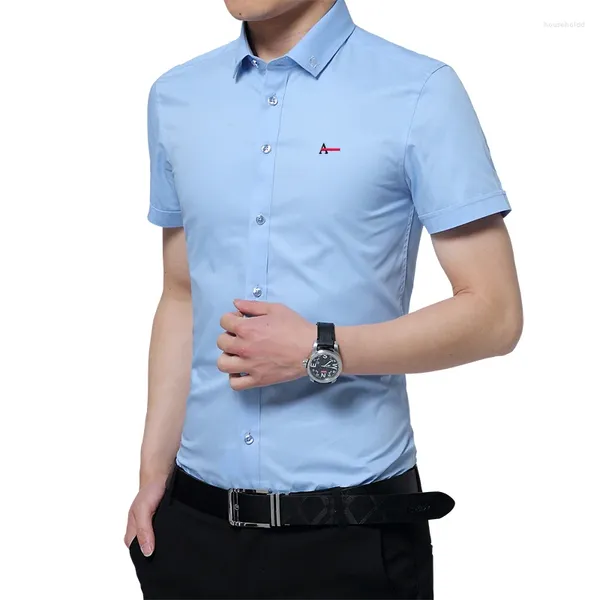 Camicie casual da uomo 2024 Ricamo Moda Social Manica corta Camicia slim fit Uomo Abbigliamento floreale Bianco maschio